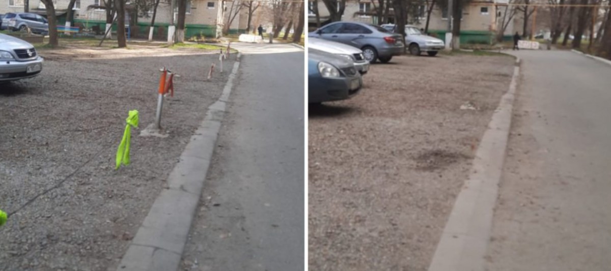 В Невинномысске управляющая компания демонтировала незаконно установленные ограждения на парковке